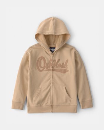 Kid OshKosh Logo Zip-Up Hoodie - Beige, 