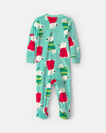 B&eacute;b&eacute; - Pyjama ajust&eacute; 1-pi&egrave;ce en DreamPlush avec pieds et fermeture &agrave; glissi&egrave;re double sens &agrave; motif chiens de No&euml;l &ndash; Rose, 