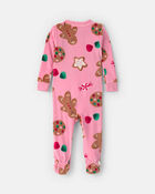 Baby Girl 1-Piece Christmas Gingerbread 2-Way Zip DreamPlush Snug Fit Footed Pyjama - Pink, image 4 of 7 slides