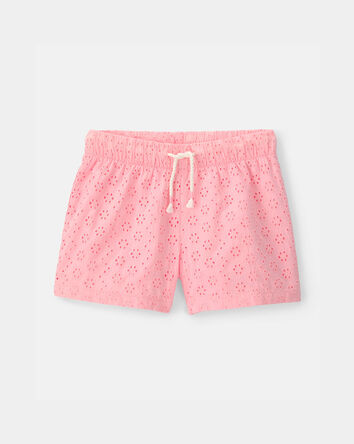 Girls Eyelet Shorts - Pink, 