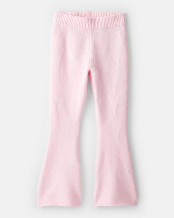 Girls Flared Sweater Knit Pants - Pink, 