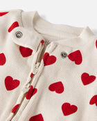 Baby Organic Cotton Sleep & Play Pyjamas in Red Hearts, image 3 of 4 slides
