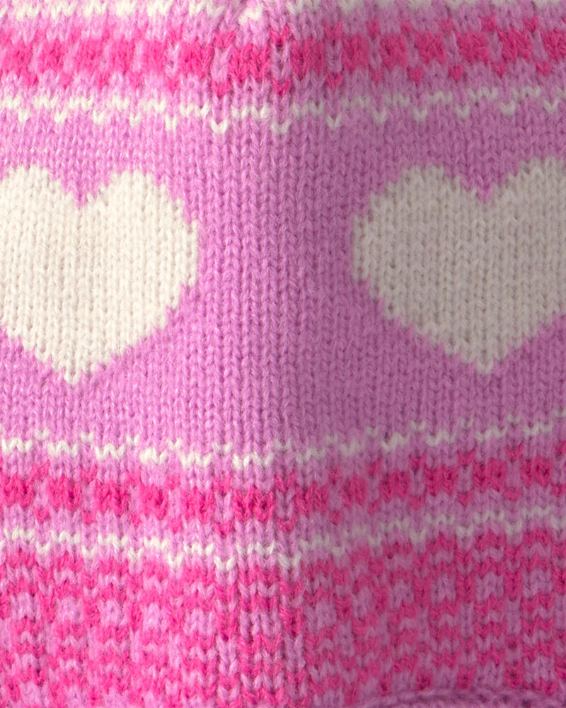 Filles - Tuque p&eacute;ruvienne &agrave; c&oelig;ur Kombi - Rose, image 2 sur 2 diapositives