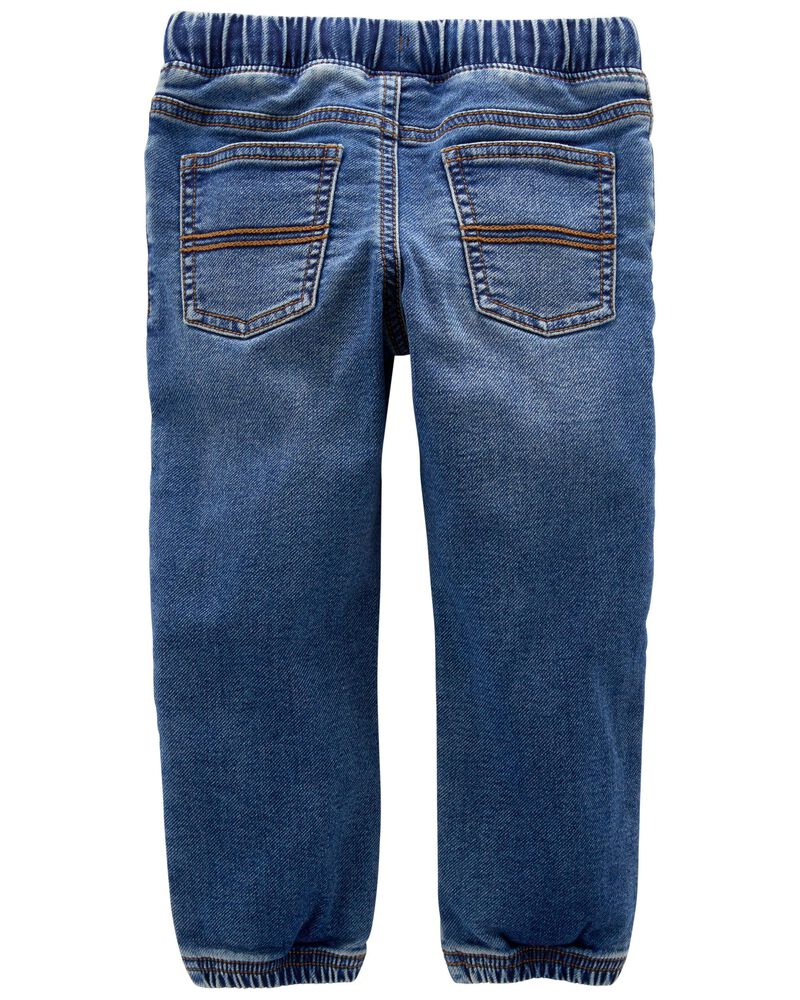Elastic Waist Denim Joggers, image 2 of 2 slides