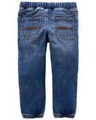 Elastic Waist Denim Joggers, image 2 of 2 slides