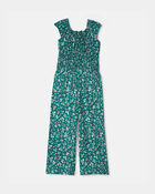 Filles - Combinaison &agrave; smocks, motif floral - Vert, image 1 sur 2 diapositives