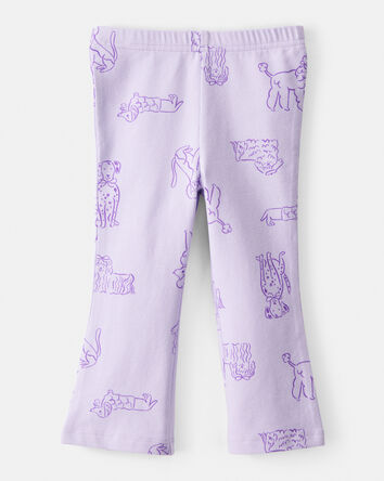 Baby Girl Dog Print Pull-On Flare Stretch Leggings - Purple, 