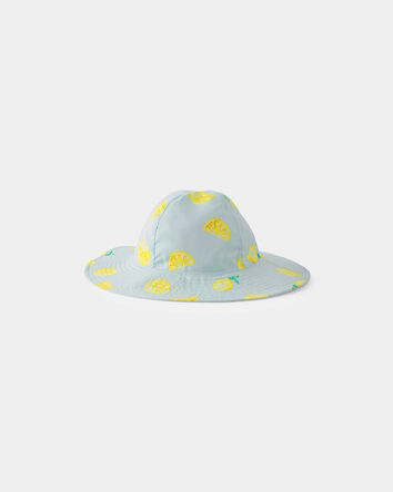 Toute-petit fille - Chapeau de soleil r&eacute;versible, citrons - Bleu, 