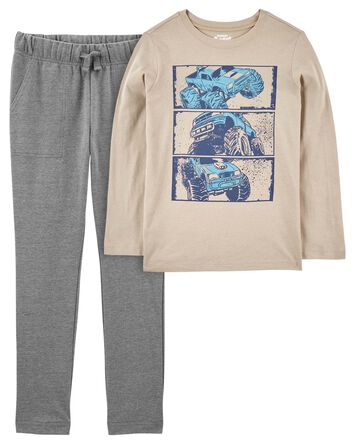 Toddler Monster Truck Graphic Tee & French Terry Pants Set, 