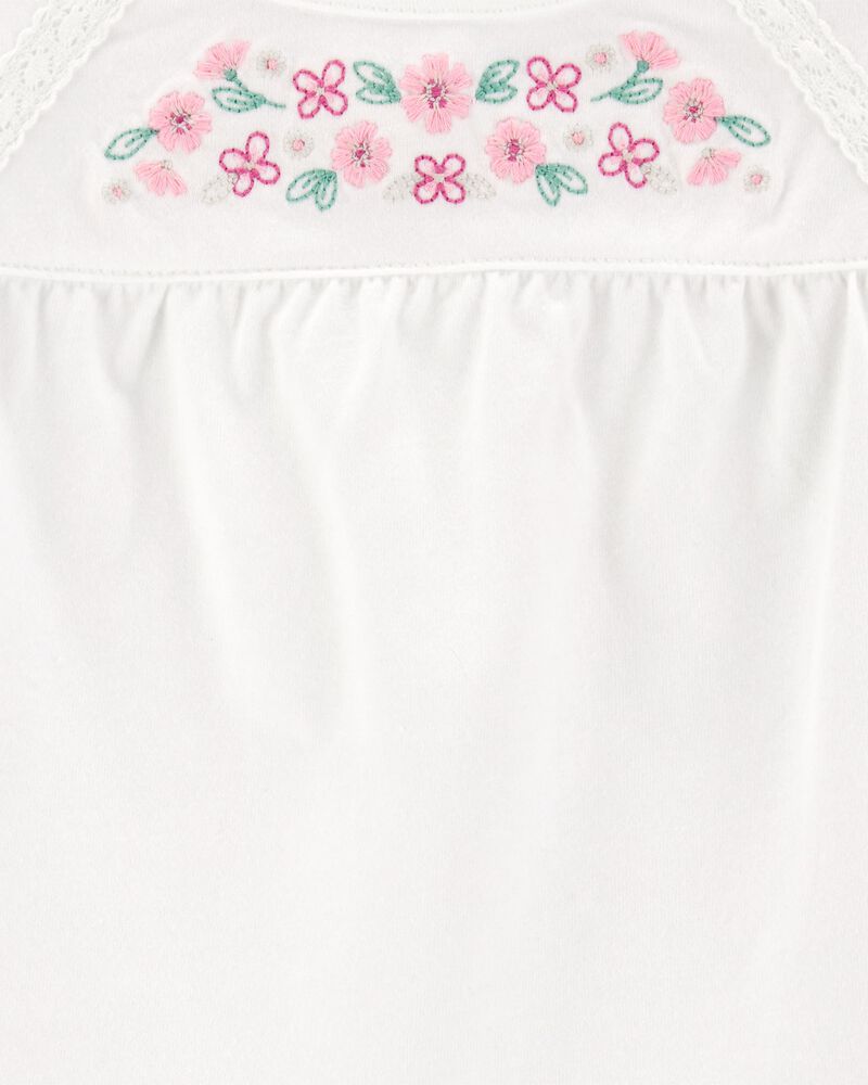 Toddler Flutter-Sleeves Floral Top - White, image 2 of 3 slides