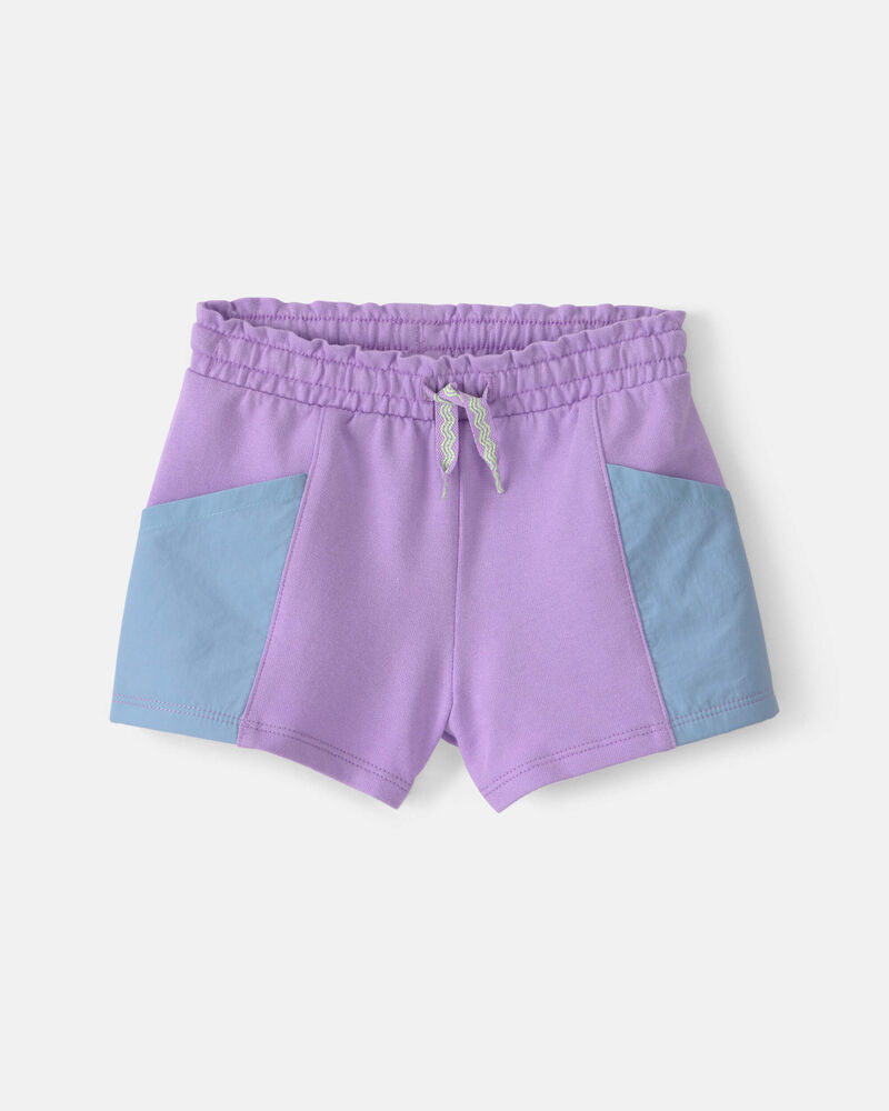 B&eacute;b&eacute; fille - Short en jersey bouclette - Mauve/Bleu, image 1 sur 3 diapositives