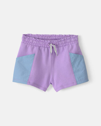 B&eacute;b&eacute; fille - Short en jersey bouclette - Mauve/Bleu, 