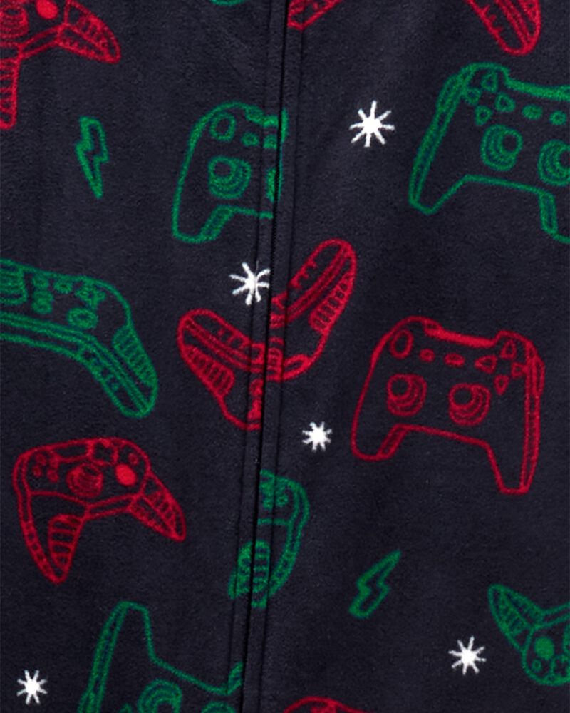 Kid 1-Piece Gamer Fleece Footie Pyjamas, image 2 of 3 slides