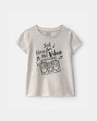 Toddler Girl 'Vibes' Music Graphic Tee - Grey, image 1 of 3 slides