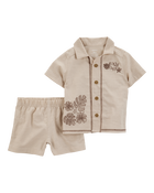 Baby 2-Piece Button-Down Shirt & Short Set, image 1 of 4 slides