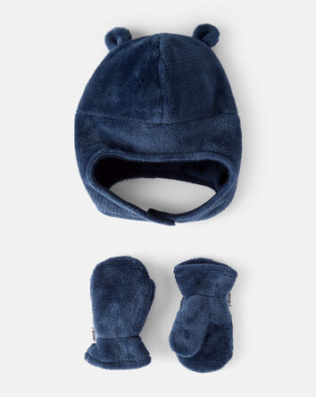 Baby Boy Kombi Velboa Fleece Hat and Mitten Set, 