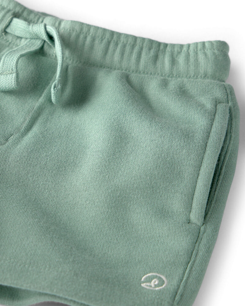 Toddler Boy Recycled Shorts Made with Organic Cotton in Palm Green, image 4 of 5 slides