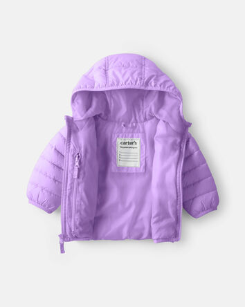 Baby Girl Midweight Packable Puffer - Purple, 