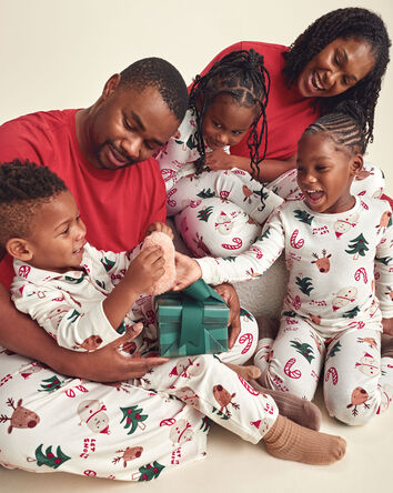 Kids 2-Piece Christmas Icon Fleece Loose Fit Pyjama Set - Cream, 