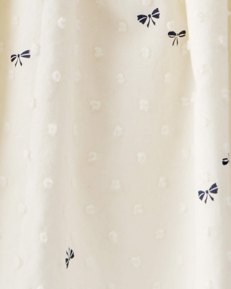 Baby Swiss Dot Bow Print Dress - Ivory, image 3 of 4 slides