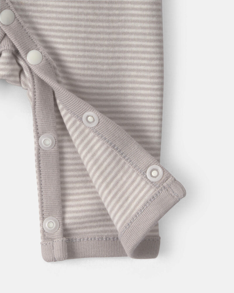 Baby Striped 100% Cotton Sleeper - Grey, image 3 of 5 slides