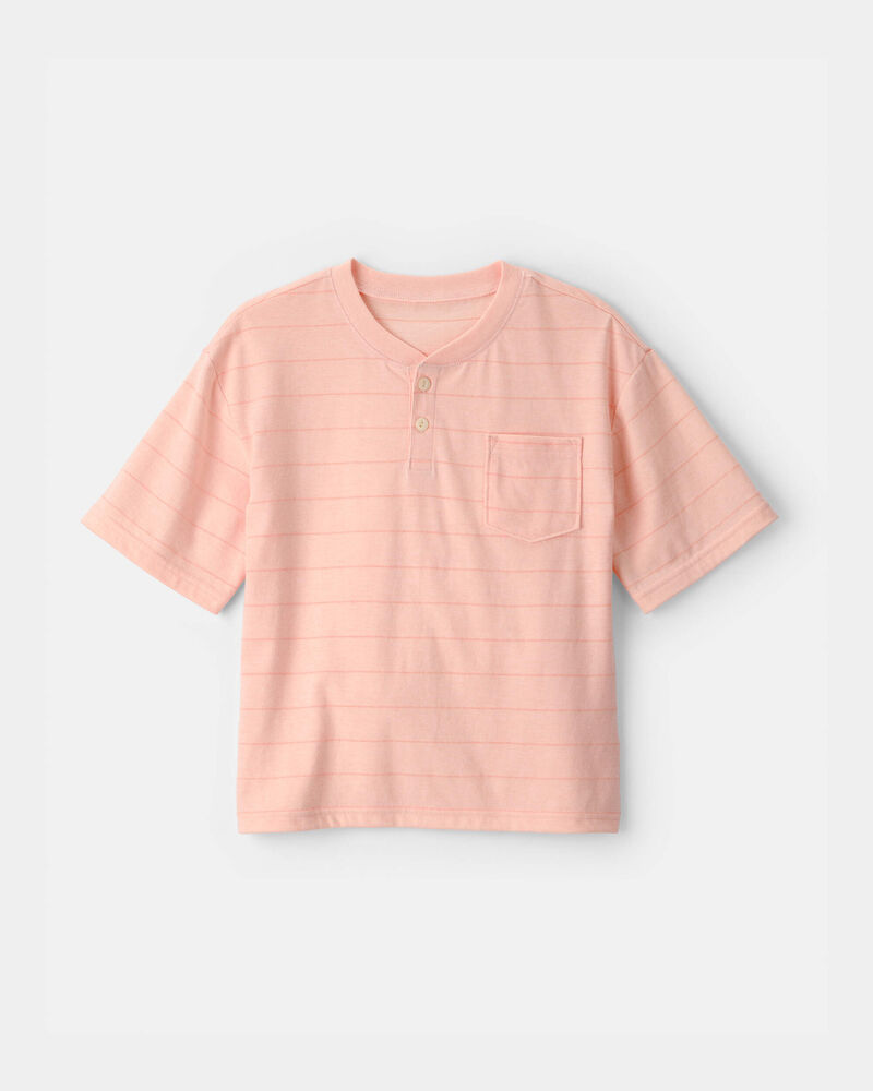 Boys Striped Henley T-Shirt - Orange, image 1 of 3 slides