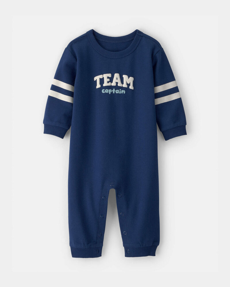 Baby 'Team Captain' French Terry Jumpsuit - Blue, image 1 of 4 slides