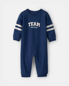 Baby 'Team Captain' French Terry Jumpsuit - Blue, image 1 of 4 slides
