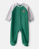 Baby Boy Bear Loose Fit Long-Sleeve Sleeper- Green, image 1 of 4 slides