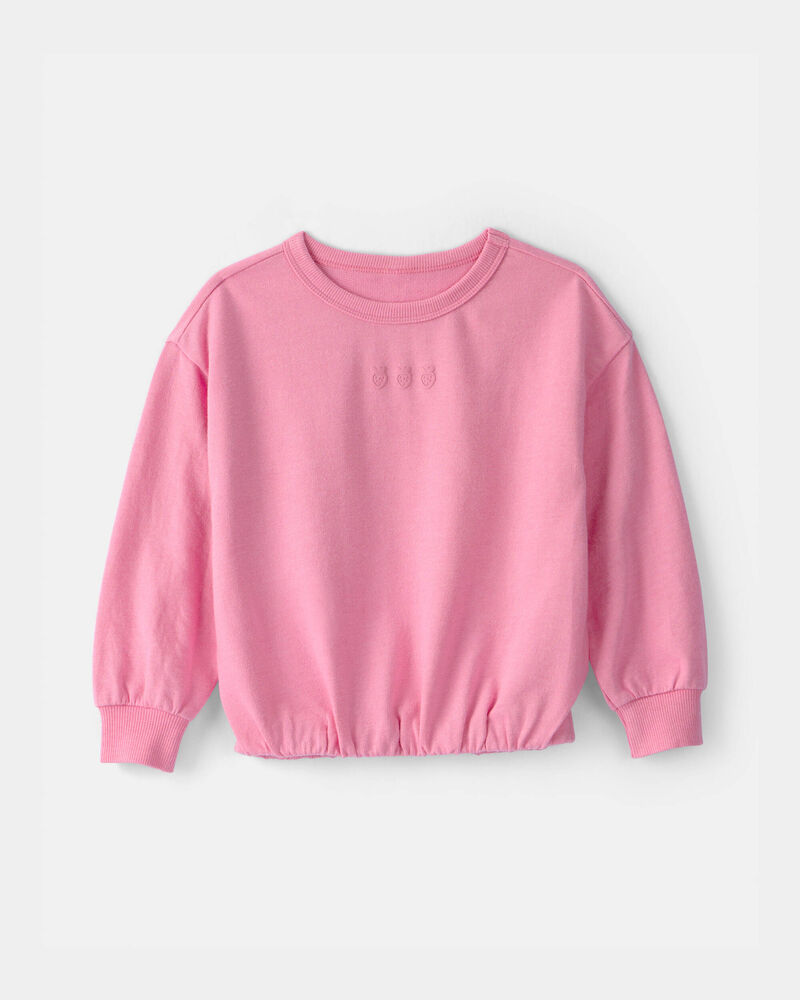 Toddler Girl Strawberry French Terry Pullover Sweatshirt - Pink, image 1 of 5 slides