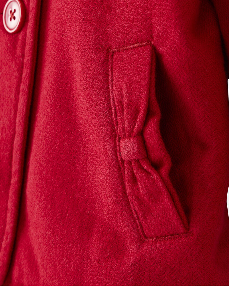 Toddler Girl Long-Sleeve Fashion Peacoat - Red, image 3 of 6 slides