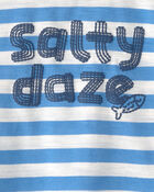 Baby Boy 'Salty Daze' Striped Graphic Tee - Blue/Ivory, image 3 of 4 slides