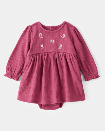 Baby Embroidered Floral Bodysuit Dress, 