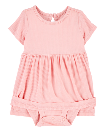 Baby Solid Bodysuit Dress - Pink, 