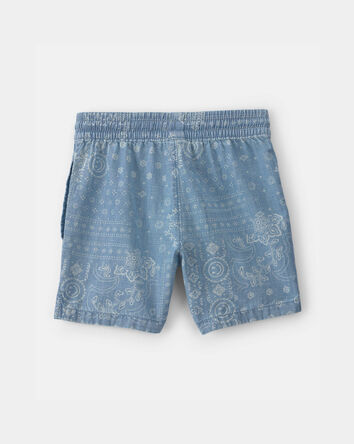Boys Bandana Floral Chambray Short - Blue, 