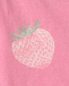 Girls Strawberry Short-Sleeve Dress - Pink, image 3 of 4 slides