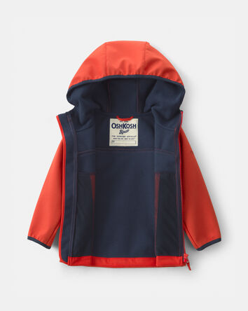 Toddler Boy Water-Activated Rain Jacket- Orange /Red, 