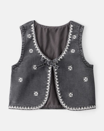 Toddler Girl Western Denim Sleeveless Vest - Grey, 