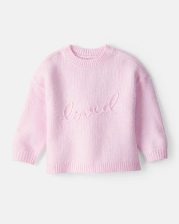 Baby Girl Embroidered Loved Long-Sleeve Sweater - Pink, 