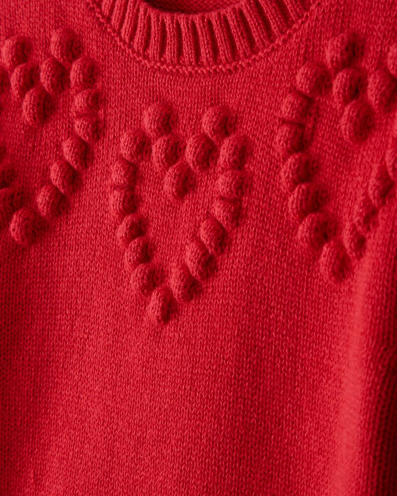 Toddler Girl Heart Long-Sleeve Sweater - Red, image 2 of 4 slides