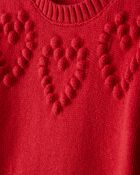 Toddler Girl Heart Long-Sleeve Sweater - Red, image 2 of 4 slides