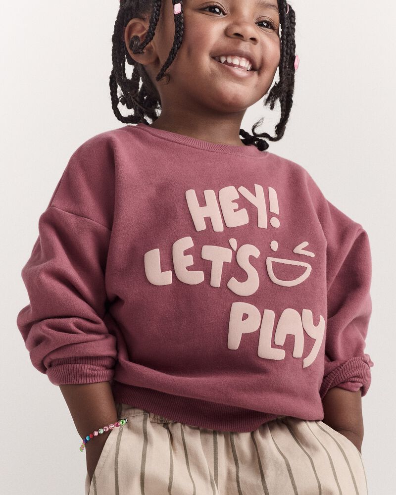 Toddler Hey, Let's Play Dolman-Sleeve Sweatshirt - Burgundy, image 1 of 7 slides