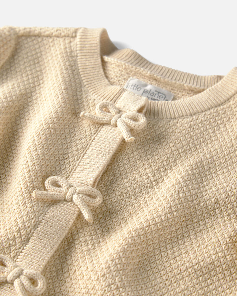 Toddler Girl Organic Cotton Sweater Knit Cardigan, image 2 of 4 slides