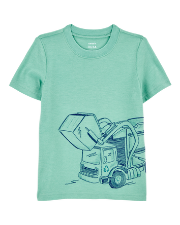 Toddler Construction Cotton Blend Short-Sleeve Tee - Green, 