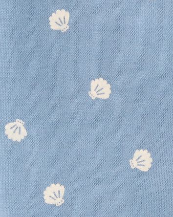 Baby Shell Cotton Romper - Blue, 