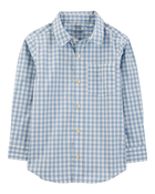 Kid Plaid Woven Long-Sleeve Button-Down Shirt - Blue, image 1 of 3 slides