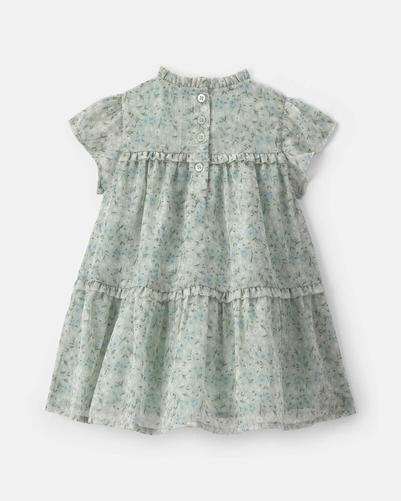 Baby Girl Floral Occasion Dress - Green, image 2 of 5 slides