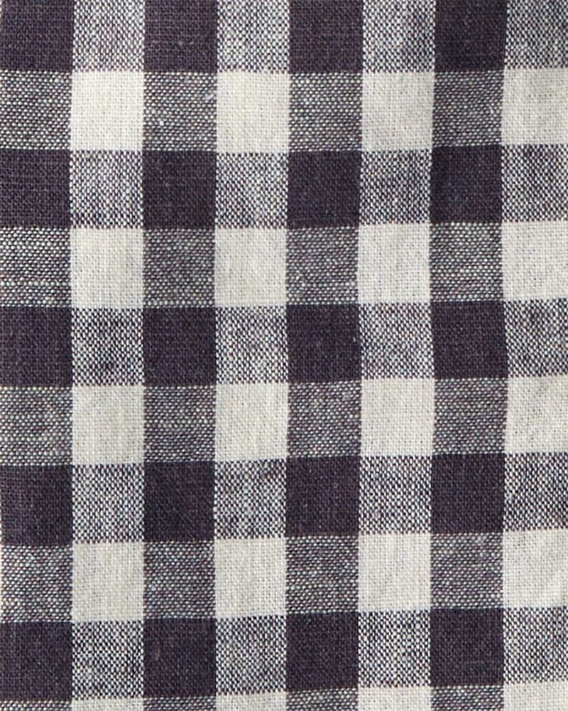 Baby Gingham Button-Front Shirt Made With Linen, image 3 of 4 slides