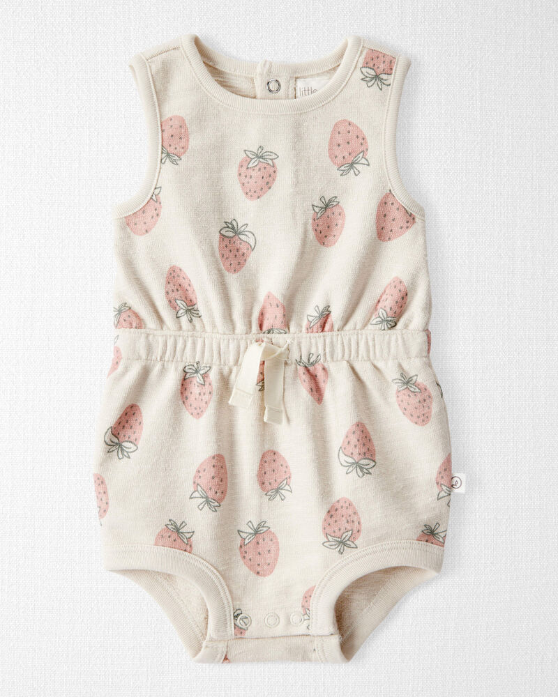 Bébé fille - Barboteuse en coton biologique à motifs de fraises, image 1 sur 4 diapositives