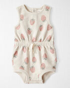 Bébé fille - Barboteuse en coton biologique à motifs de fraises, image 1 sur 4 diapositives